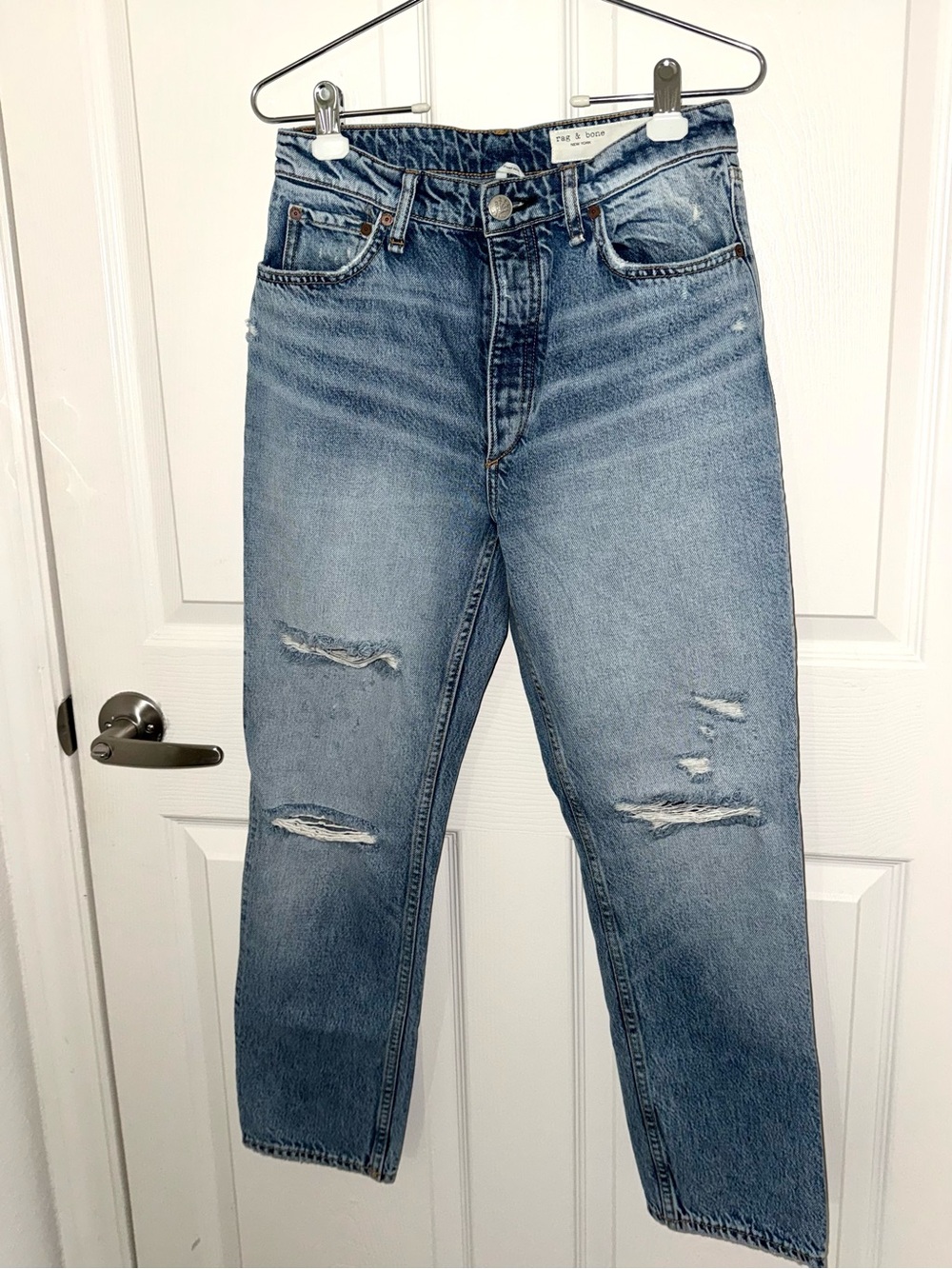 rag & bone Light Blue High-Rise Distressed Women’s Jeans